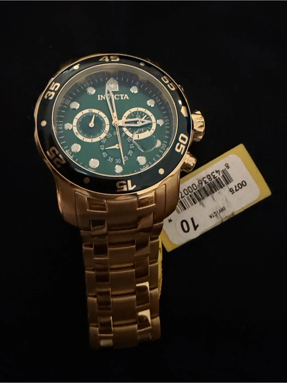 Invicta Pro Diver Men's Rose Gold Watch with Green Dial